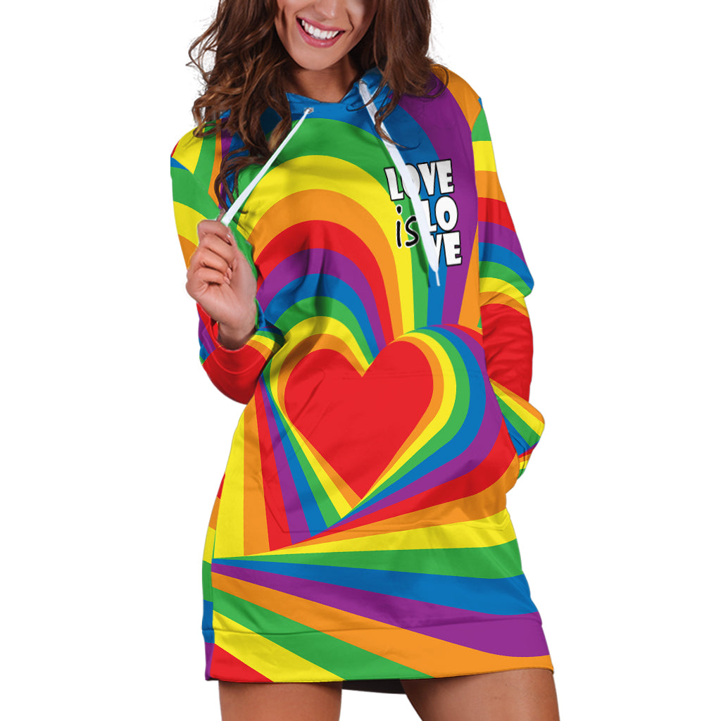 Pride LGBT Love is Love Hoodie Dress Rainbow Vibe - Wonder Print Shop