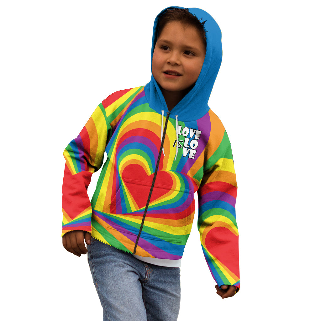 Pride LGBT Love is Love Kid Hoodie Rainbow Vibe - Wonder Print Shop
