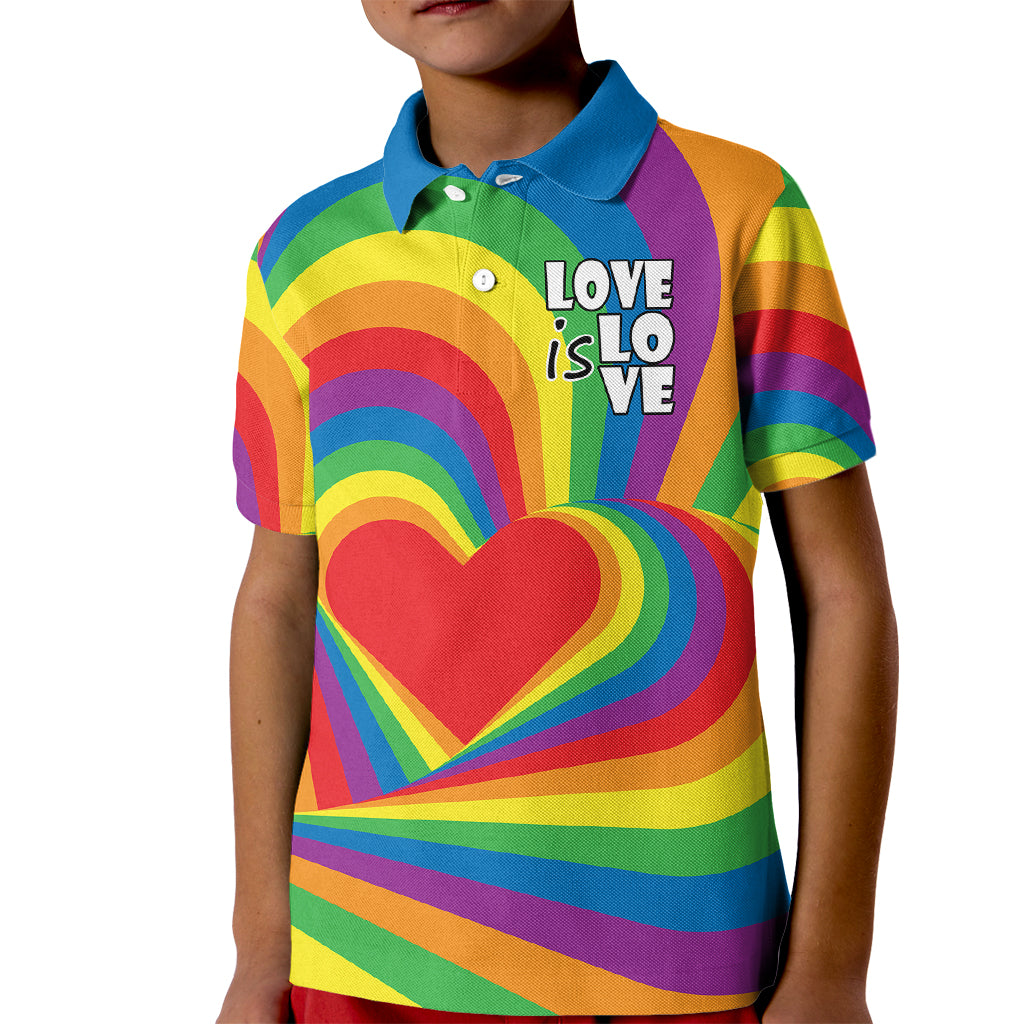Pride LGBT Love is Love Kid Polo Shirt Rainbow Vibe - Wonder Print Shop