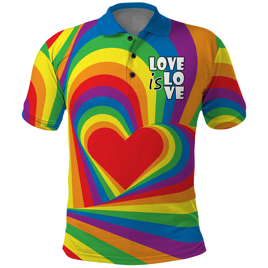 Pride LGBT Love is Love Polo Shirt Rainbow Vibe - Wonder Print Shop