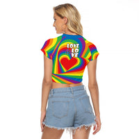 Pride LGBT Love is Love Raglan Cropped T Shirt Rainbow Vibe - Wonder Print Shop