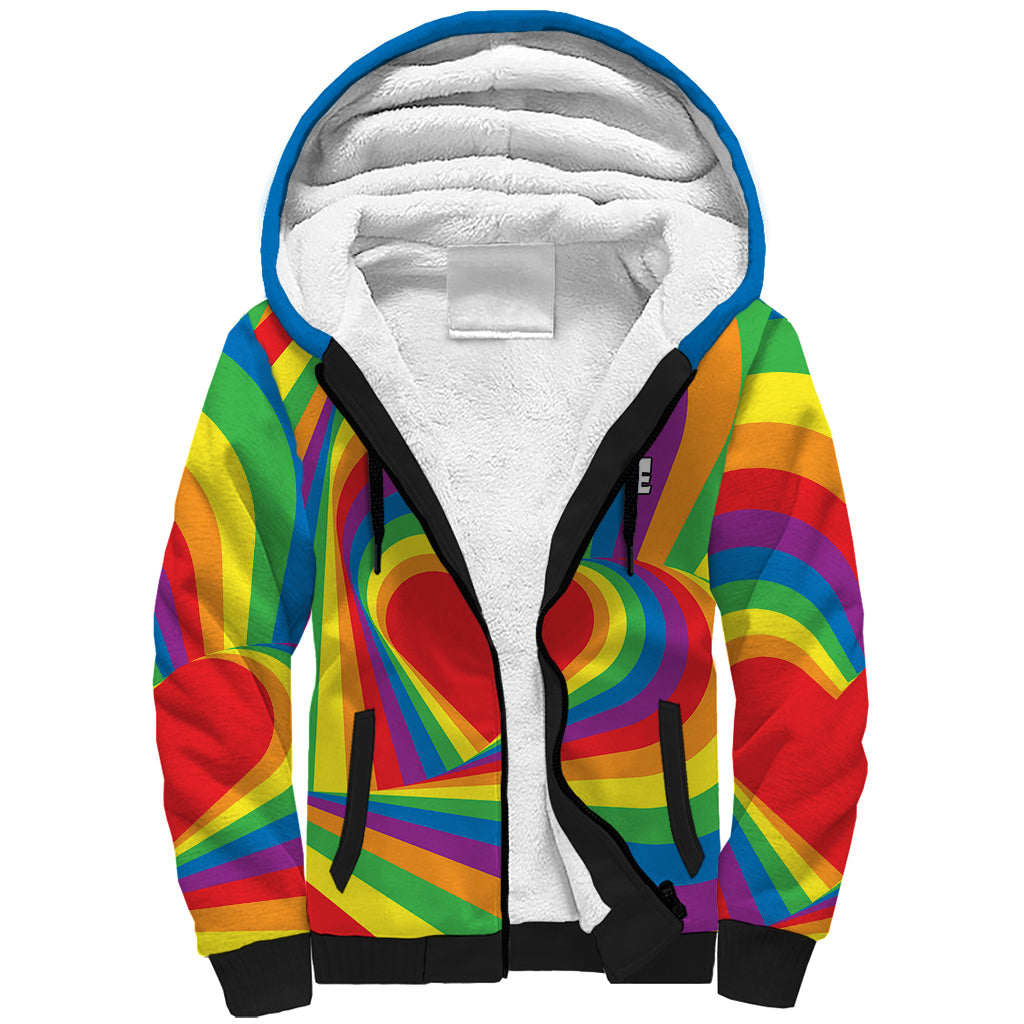 Pride LGBT Love is Love Sherpa Hoodie Rainbow Vibe - Wonder Print Shop