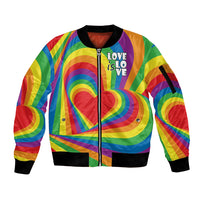 Pride LGBT Love is Love Sleeve Zip Bomber Jacket Rainbow Vibe - Wonder Print Shop