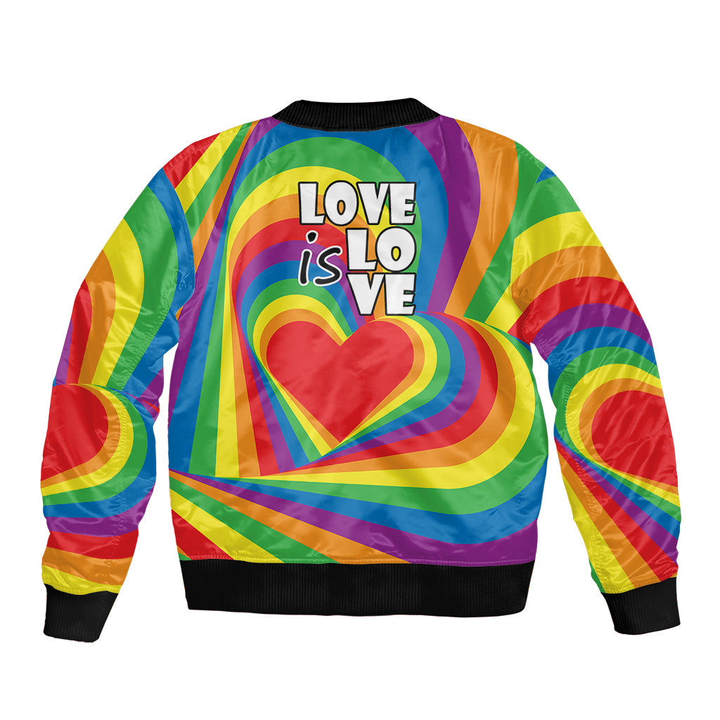 Pride LGBT Love is Love Sleeve Zip Bomber Jacket Rainbow Vibe - Wonder Print Shop