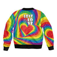 Pride LGBT Love is Love Sleeve Zip Bomber Jacket Rainbow Vibe - Wonder Print Shop