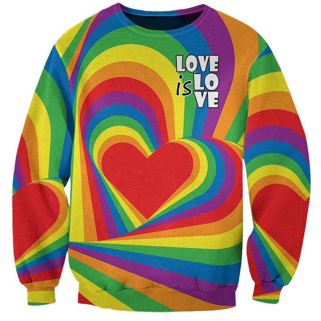 Pride LGBT Love is Love Sweatshirt Rainbow Vibe - Wonder Print Shop