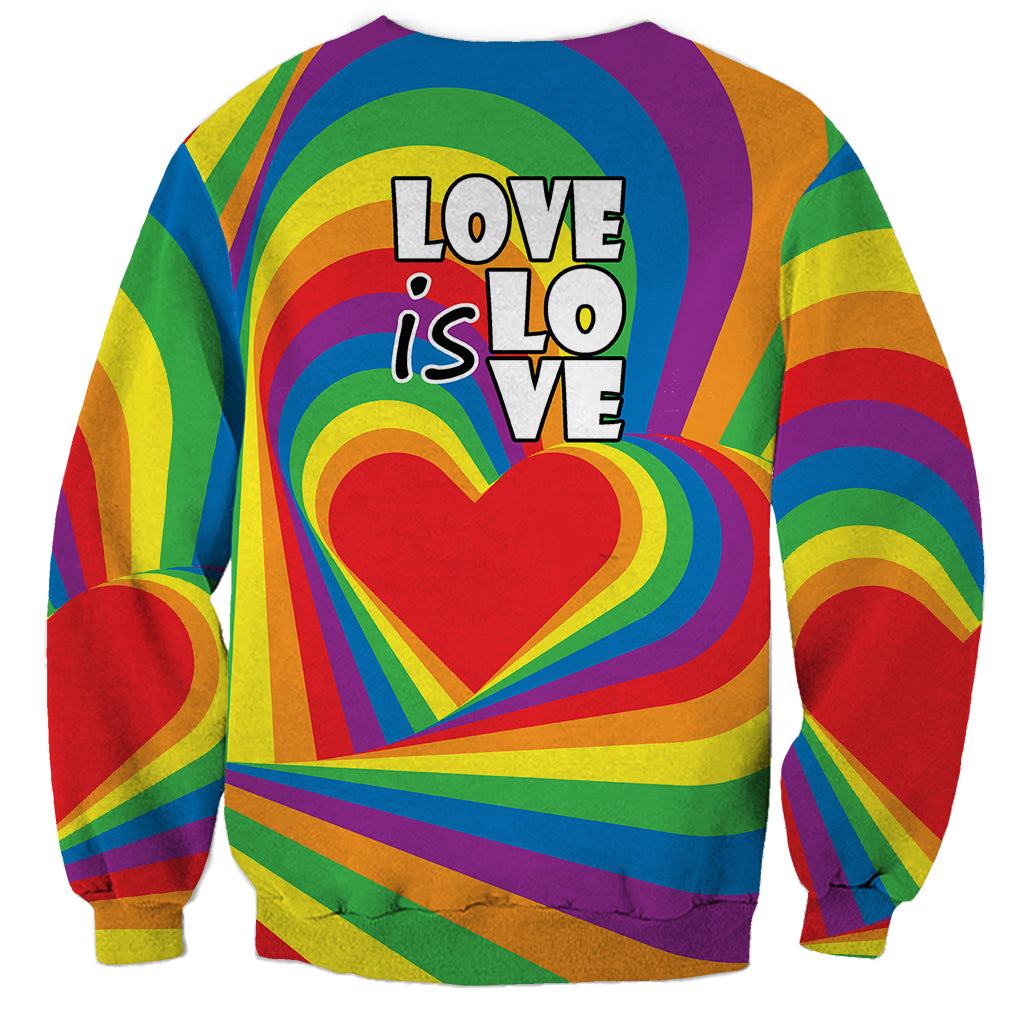 Pride LGBT Love is Love Sweatshirt Rainbow Vibe - Wonder Print Shop