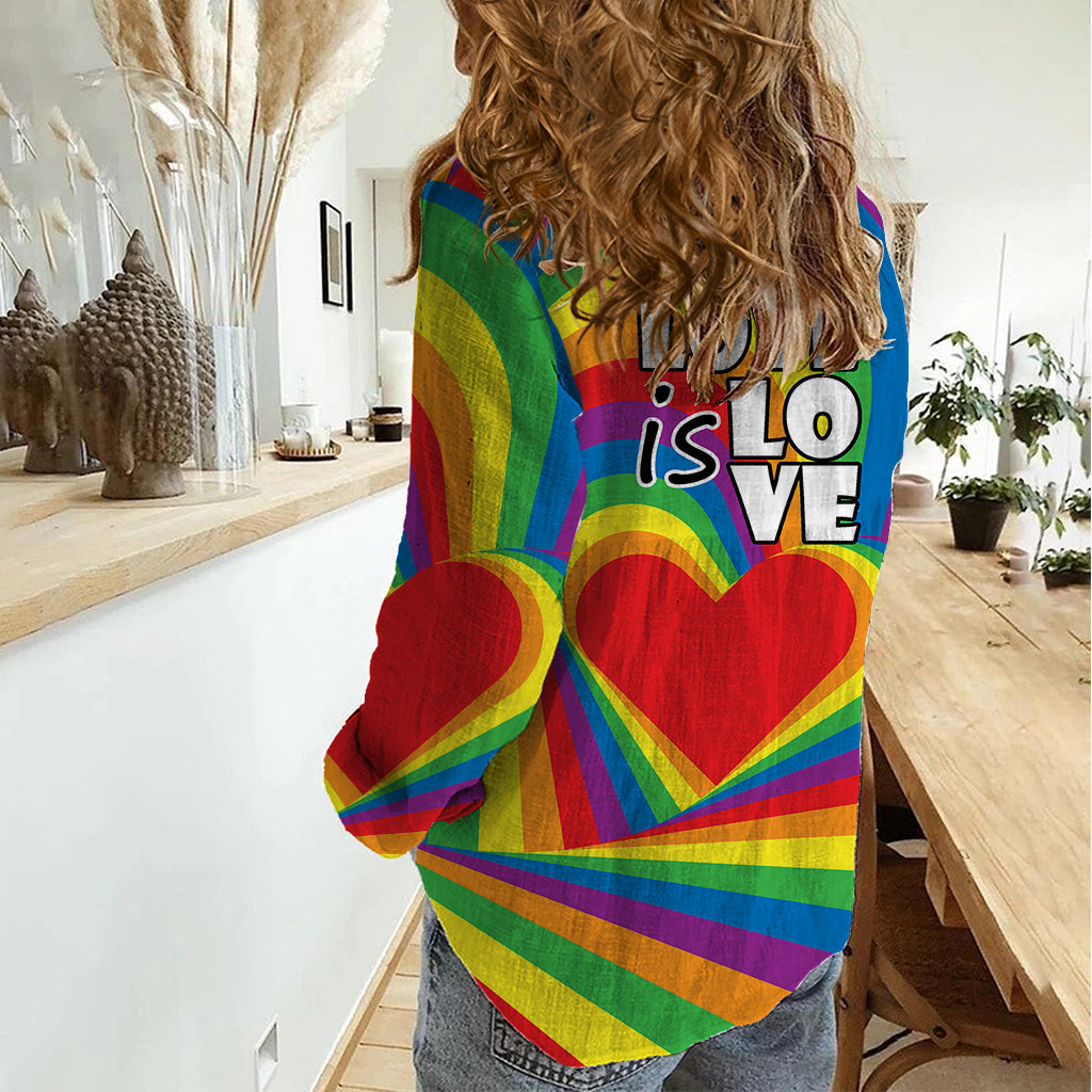 Pride LGBT Love is Love Women Casual Shirt Rainbow Vibe - Wonder Print Shop