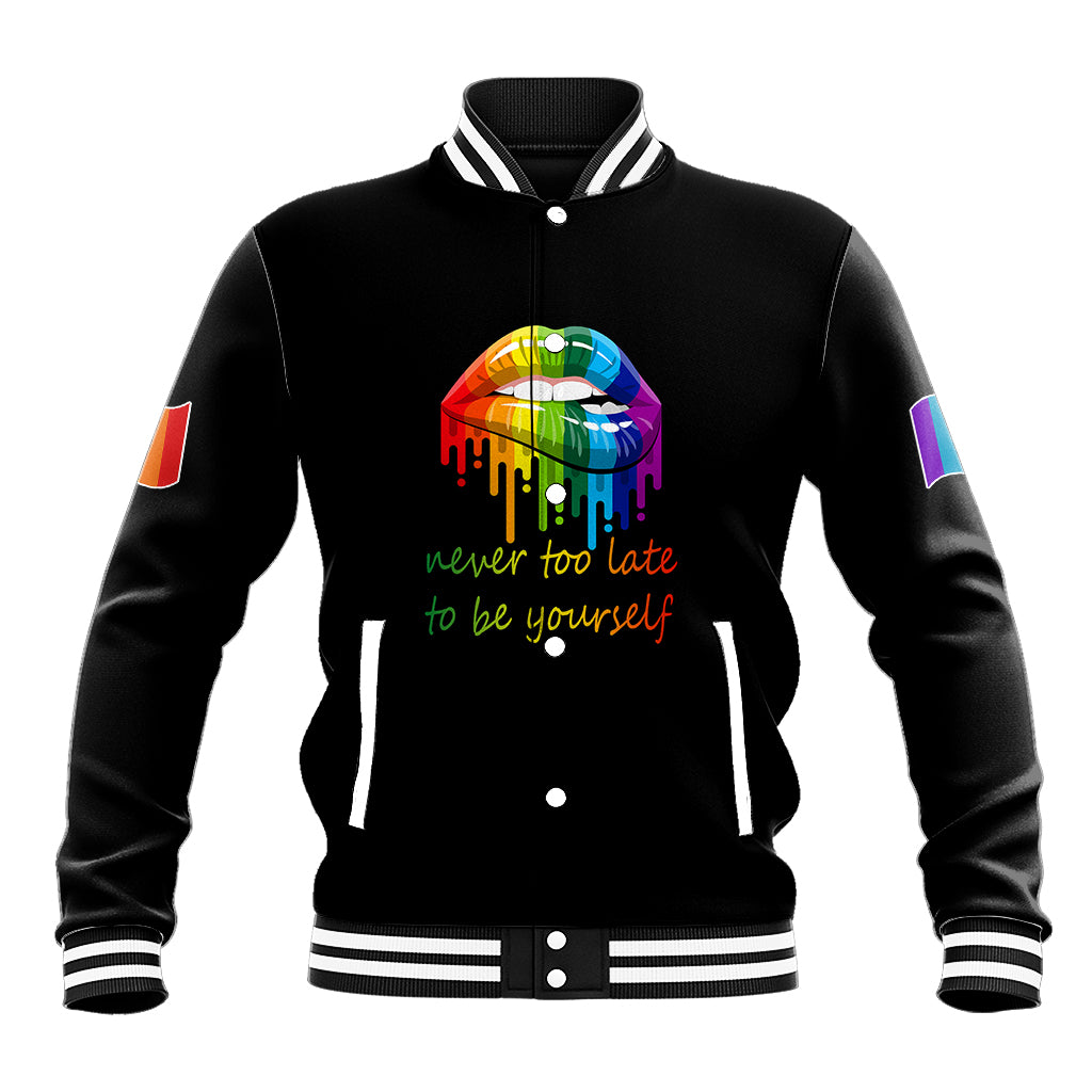 Pride Month To Be Yourself Baseball Jacket Black Vibe LT9 - Wonder Print Shop