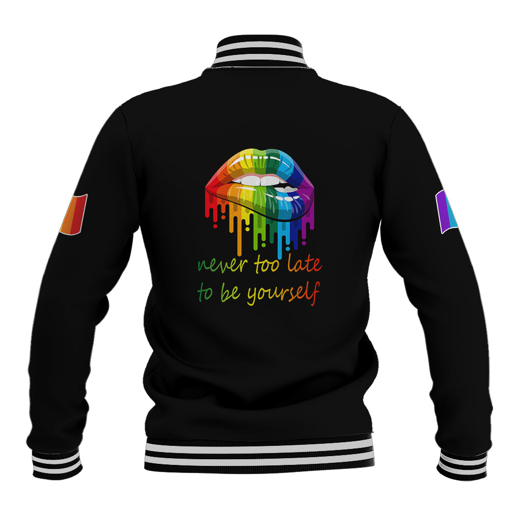 Pride Month To Be Yourself Baseball Jacket Black Vibe LT9 - Wonder Print Shop