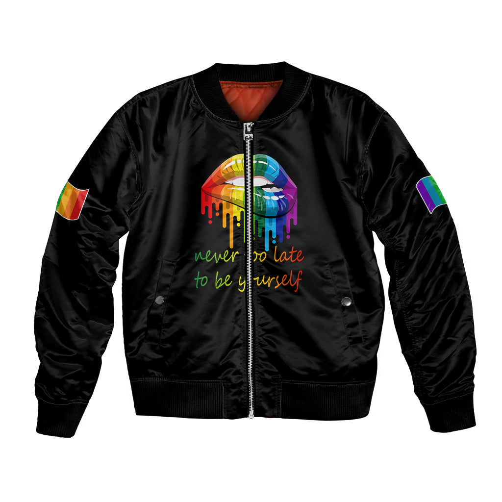 Pride Month To Be Yourself Bomber Jacket Black Vibe LT9 - Wonder Print Shop