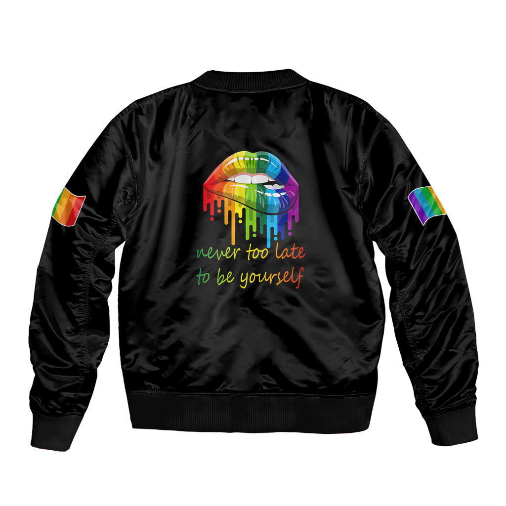 Pride Month To Be Yourself Bomber Jacket Black Vibe LT9 - Wonder Print Shop
