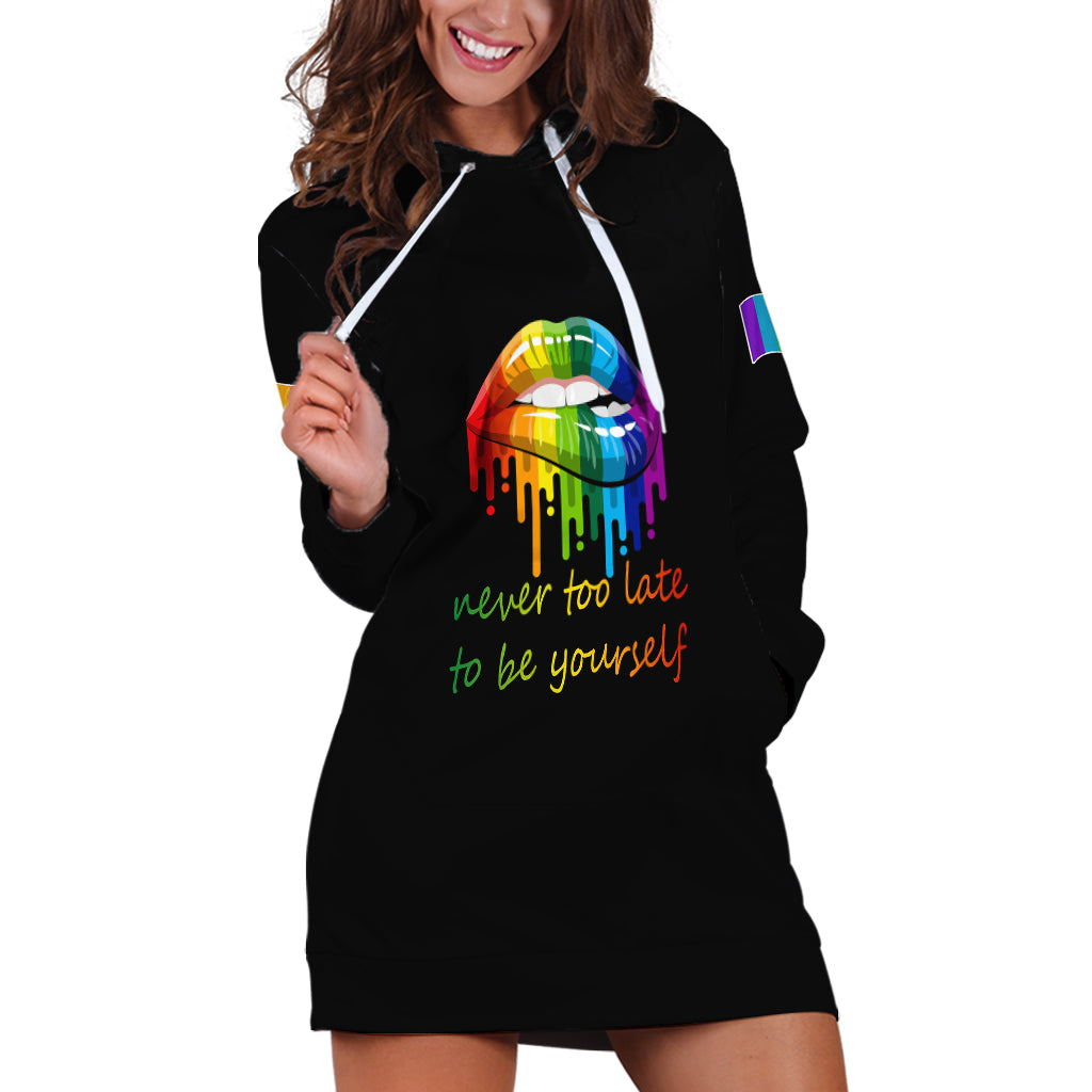 Pride Month To Be Yourself Hoodie Dress Black Vibe - Wonder Print Shop