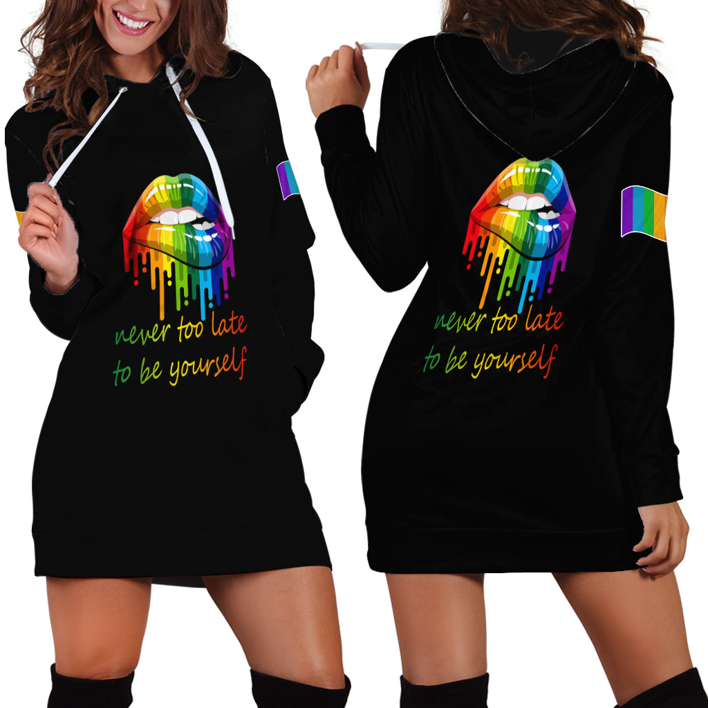 Pride Month To Be Yourself Hoodie Dress Black Vibe - Wonder Print Shop