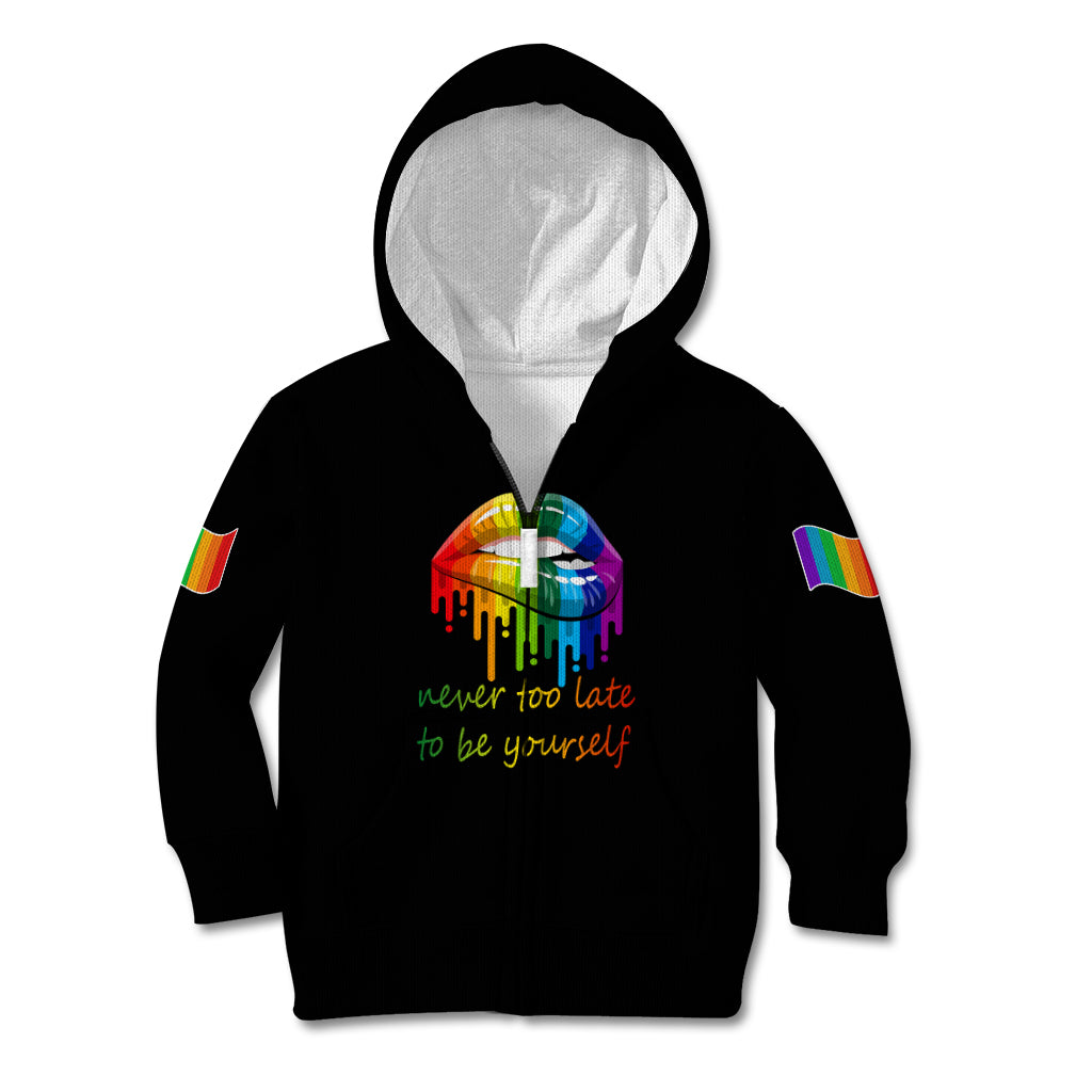 Pride Month To Be Yourself Kid Hoodie Black Vibe - Wonder Print Shop