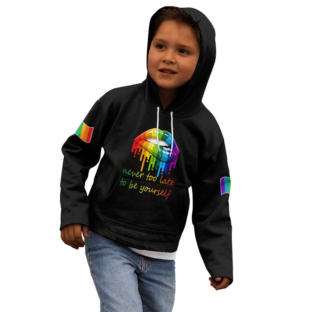Pride Month To Be Yourself Kid Hoodie Black Vibe - Wonder Print Shop