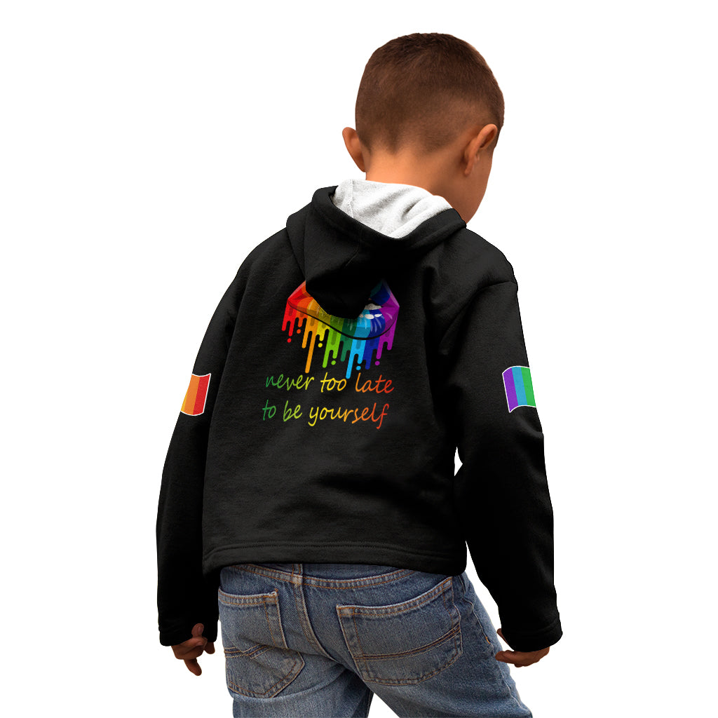 Pride Month To Be Yourself Kid Hoodie Black Vibe - Wonder Print Shop
