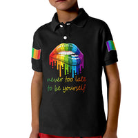 Pride Month To Be Yourself Kid Polo Shirt Black Vibe - Wonder Print Shop