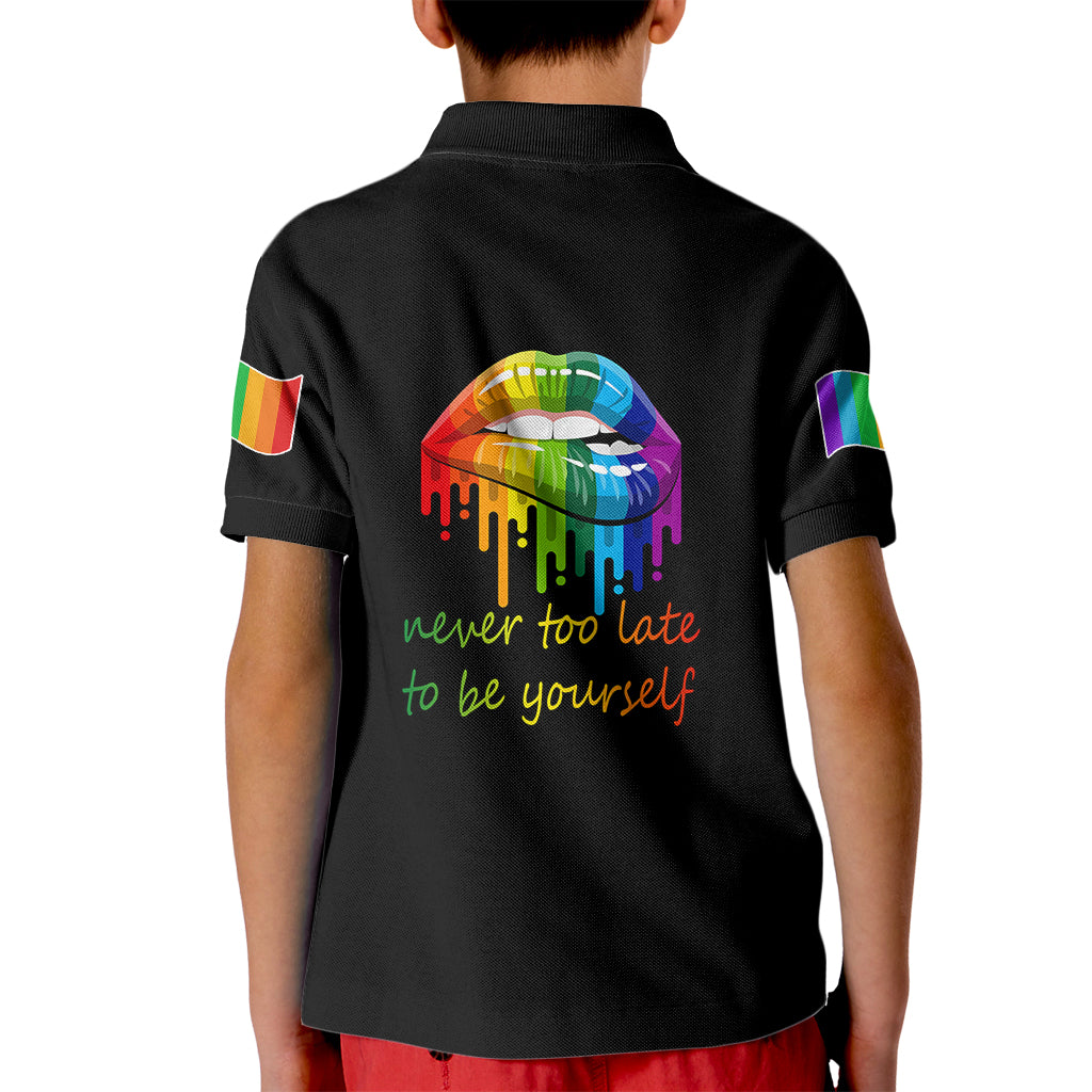 Pride Month To Be Yourself Kid Polo Shirt Black Vibe - Wonder Print Shop