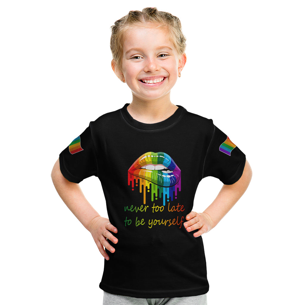 Pride Month To Be Yourself Kid T Shirt Black Vibe - Wonder Print Shop