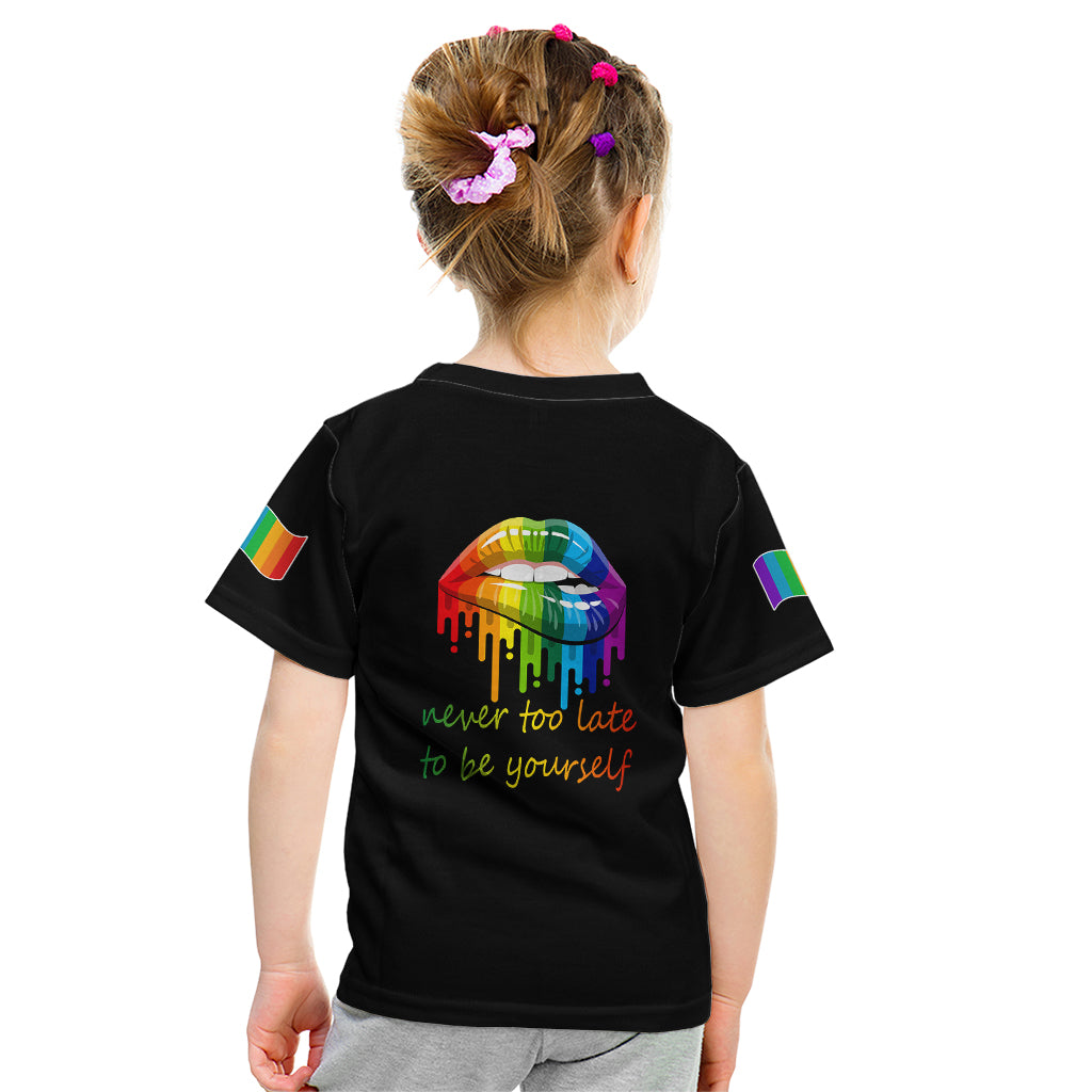 Pride Month To Be Yourself Kid T Shirt Black Vibe - Wonder Print Shop