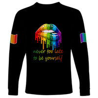 Pride Month To Be Yourself Long Sleeve Shirt Black Vibe - Wonder Print Shop