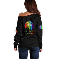 Pride Month To Be Yourself Off Shoulder Sweater Black Vibe - Wonder Print Shop