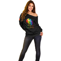 Pride Month To Be Yourself Off Shoulder Sweater Black Vibe - Wonder Print Shop