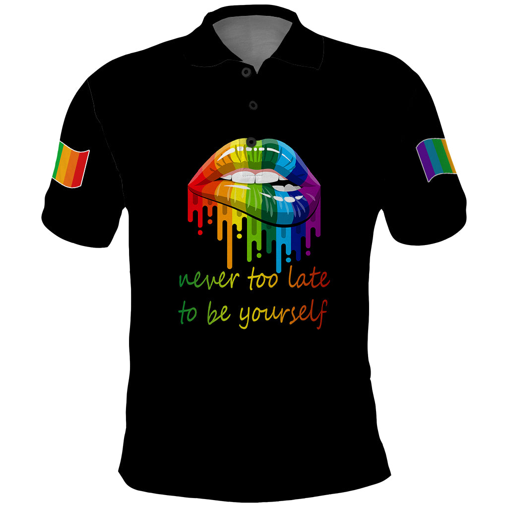 Pride Month To Be Yourself Polo Shirt Black Vibe - Wonder Print Shop