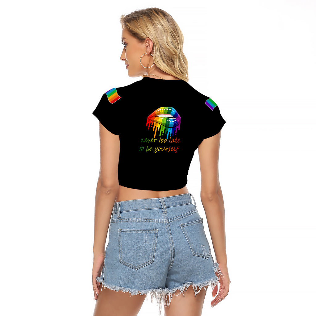 Pride Month To Be Yourself Raglan Cropped T Shirt Black Vibe - Wonder Print Shop