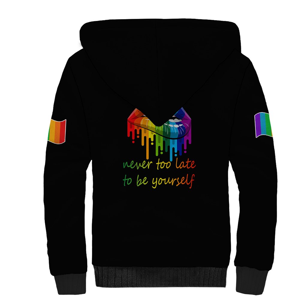 Pride Month To Be Yourself Sherpa Hoodie Black Vibe - Wonder Print Shop