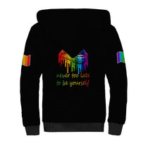Pride Month To Be Yourself Sherpa Hoodie Black Vibe - Wonder Print Shop