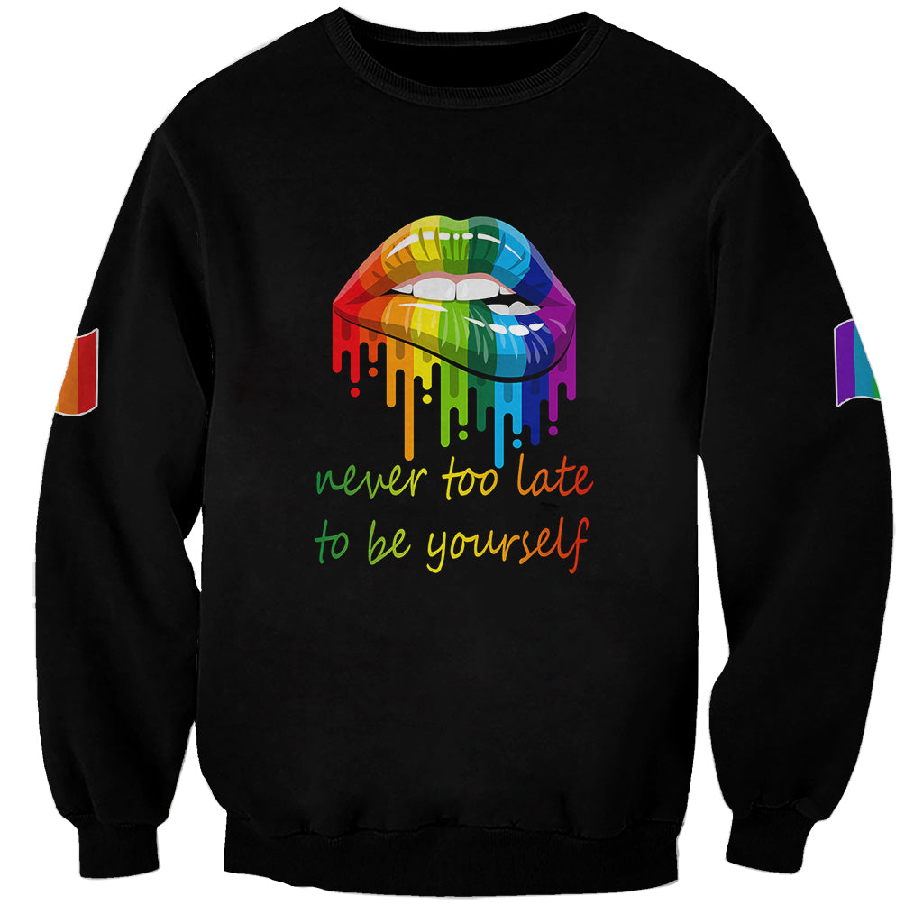 Pride Month To Be Yourself Sweatshirt Black Vibe - Wonder Print Shop