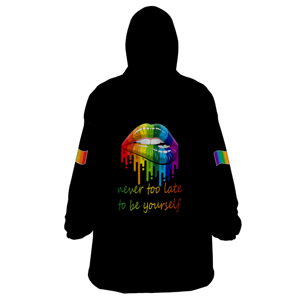 Pride Month To Be Yourself Wearable Blanket Hoodie Black Vibe - Wonder Print Shop