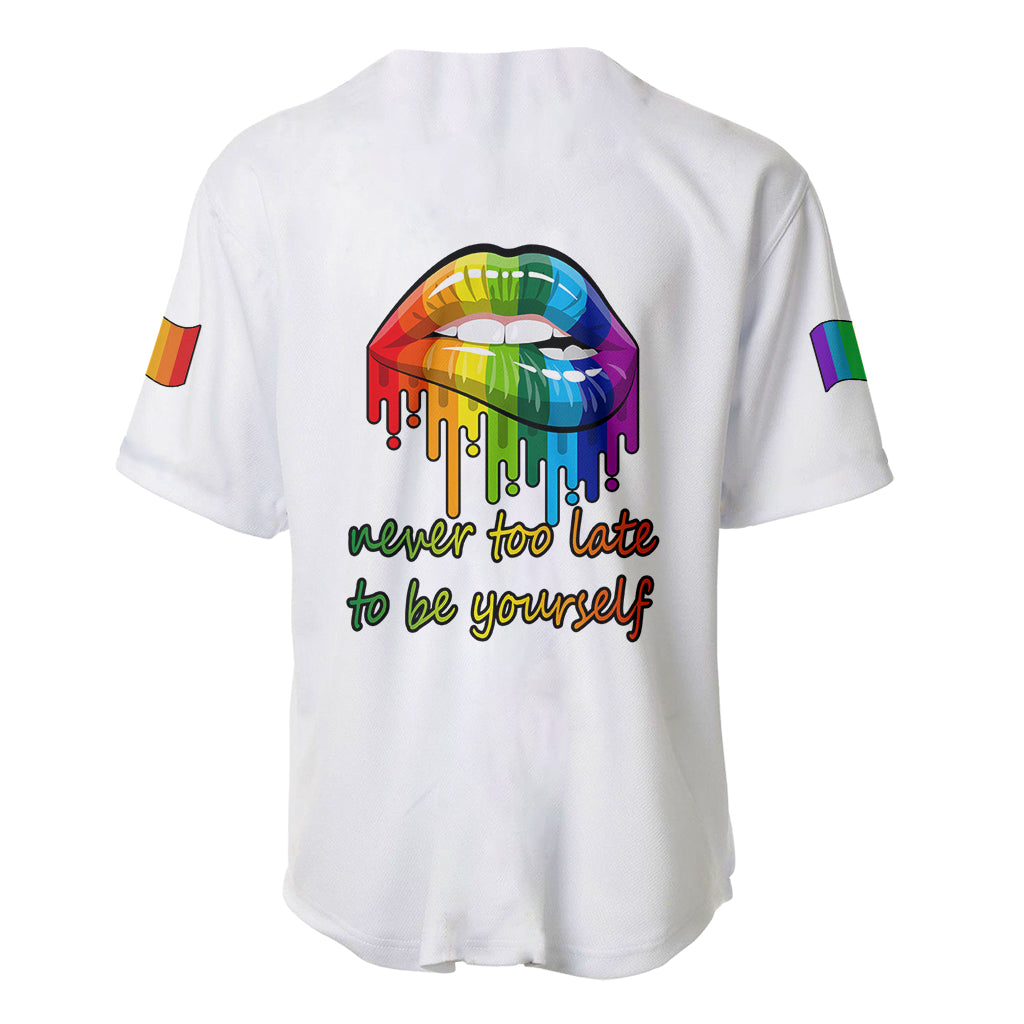 Pride Month To Be Yourself Baseball Jersey White Vibe LT9 - Wonder Print Shop