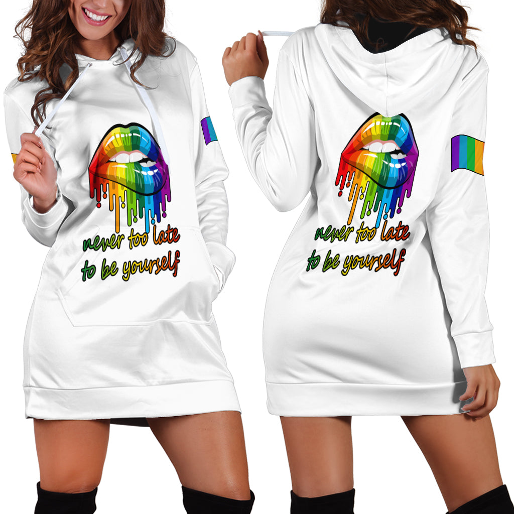 Pride Month To Be Yourself Hoodie Dress White Vibe - Wonder Print Shop