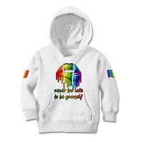 Pride Month To Be Yourself Kid Hoodie White Vibe - Wonder Print Shop