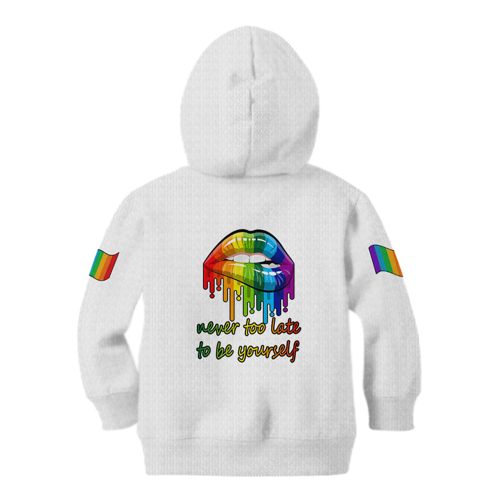 Pride Month To Be Yourself Kid Hoodie White Vibe - Wonder Print Shop