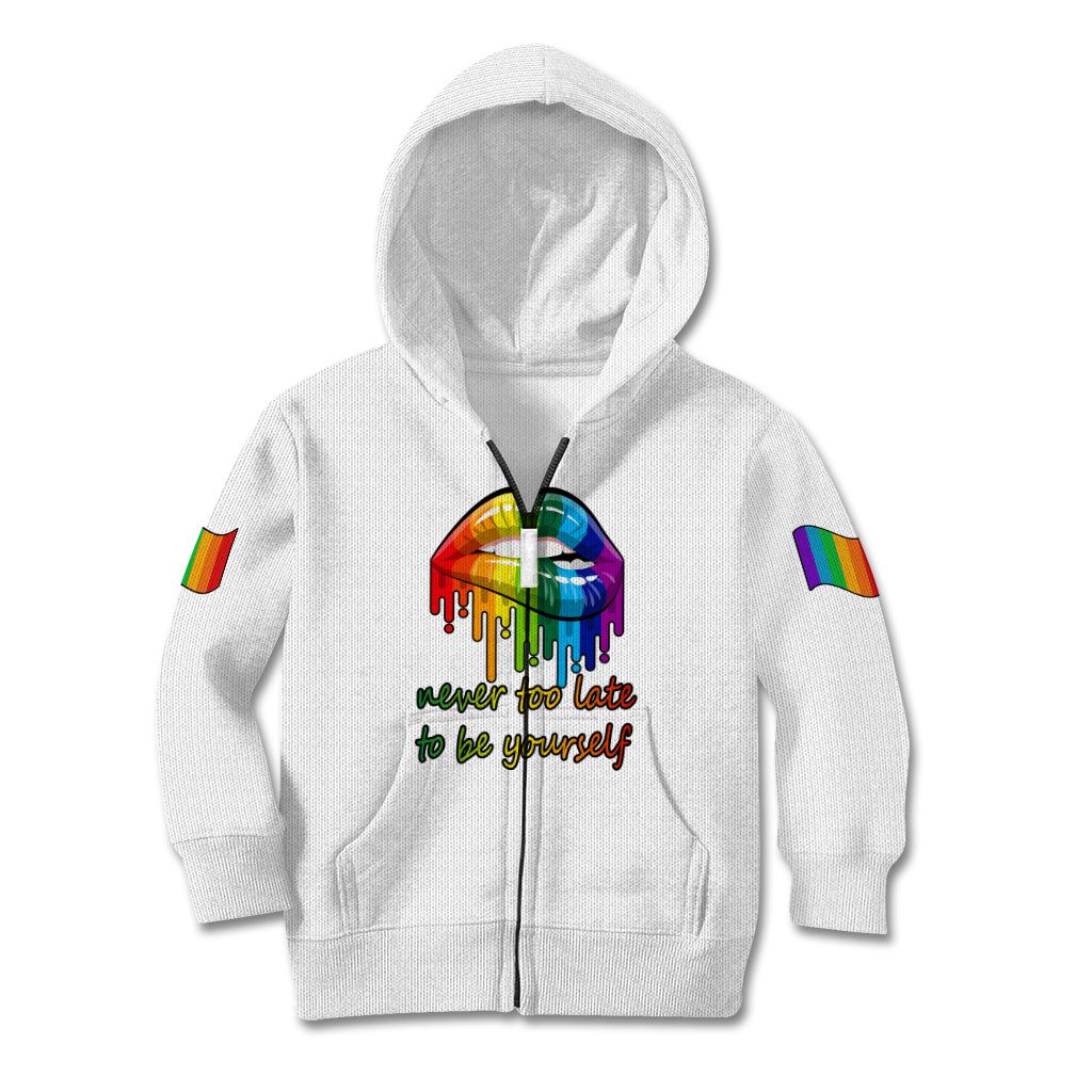 Pride Month To Be Yourself Kid Hoodie White Vibe - Wonder Print Shop