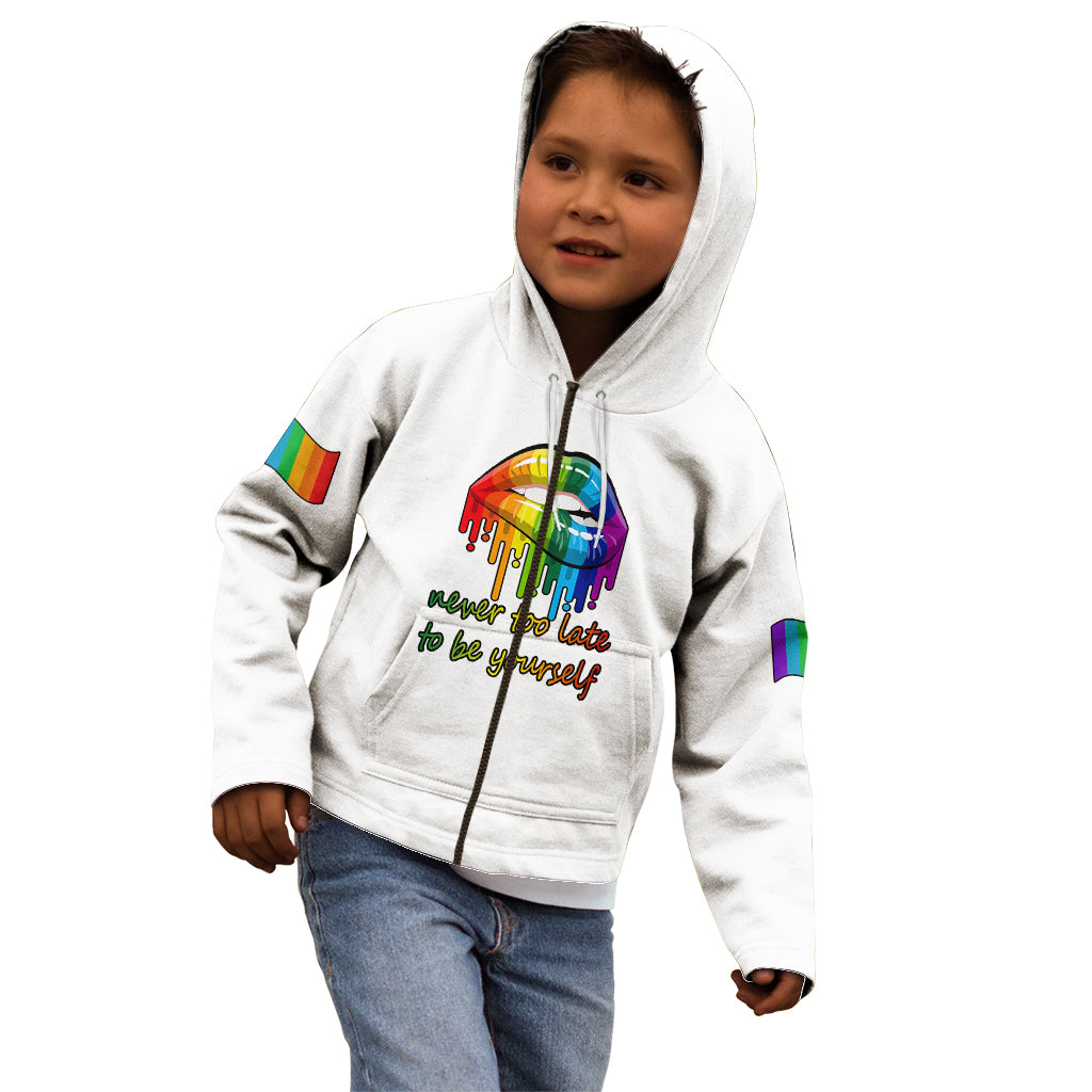 Pride Month To Be Yourself Kid Hoodie White Vibe - Wonder Print Shop