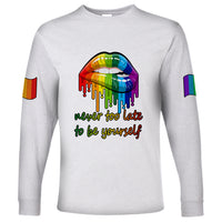 Pride Month To Be Yourself Long Sleeve Shirt White Vibe - Wonder Print Shop