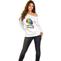 Pride Month To Be Yourself Off Shoulder Sweater White Vibe - Wonder Print Shop