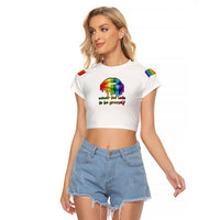 Pride Month To Be Yourself Raglan Cropped T Shirt White Vibe - Wonder Print Shop