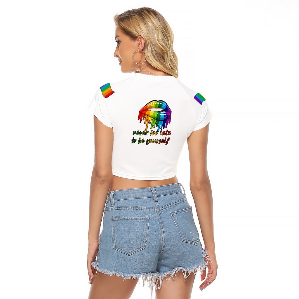Pride Month To Be Yourself Raglan Cropped T Shirt White Vibe - Wonder Print Shop