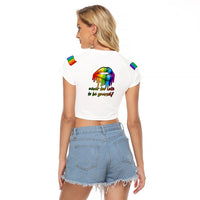 Pride Month To Be Yourself Raglan Cropped T Shirt White Vibe - Wonder Print Shop