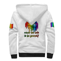 Pride Month To Be Yourself Sherpa Hoodie White Vibe - Wonder Print Shop