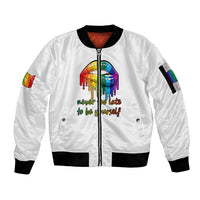 Pride Month To Be Yourself Sleeve Zip Bomber Jacket White Vibe - Wonder Print Shop