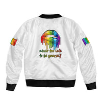 Pride Month To Be Yourself Sleeve Zip Bomber Jacket White Vibe - Wonder Print Shop