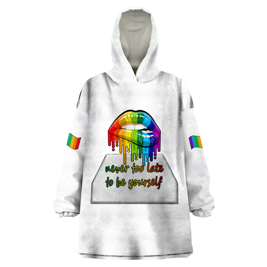Pride Month To Be Yourself Wearable Blanket Hoodie White Vibe - Wonder Print Shop