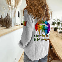 Pride Month To Be Yourself Women Casual Shirt White Vibe - Wonder Print Shop